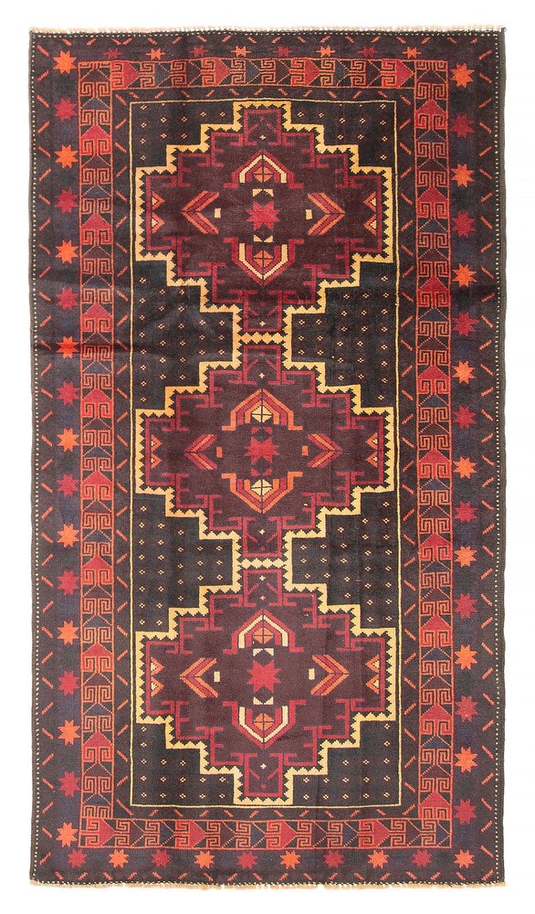 Vintage Hand-Knotted Area Rug 3'3" x 6'3" Traditional Wool Carpet