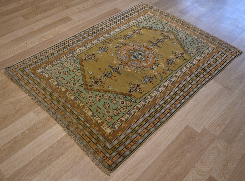 Rare 1910's Antique Turkish Kula Geometric Handmade Rug 4Ft x 6Ft Free Shipping gallery
