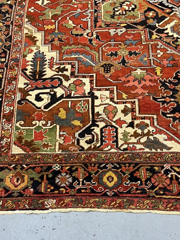 1900 TRIBAL VINTAGE ANTIQUE 9.5x11.2 Serapi RUG 100% Wool Professionally Washed gallery