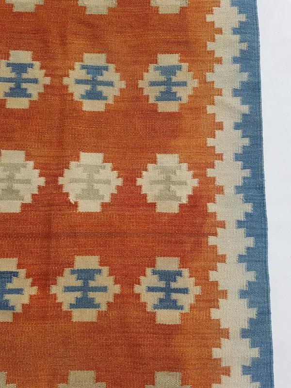 Vintage Handmade Traditional Geometric Mustard Zinc Kilim Rug Carpet 5.9x3.9ft gallery