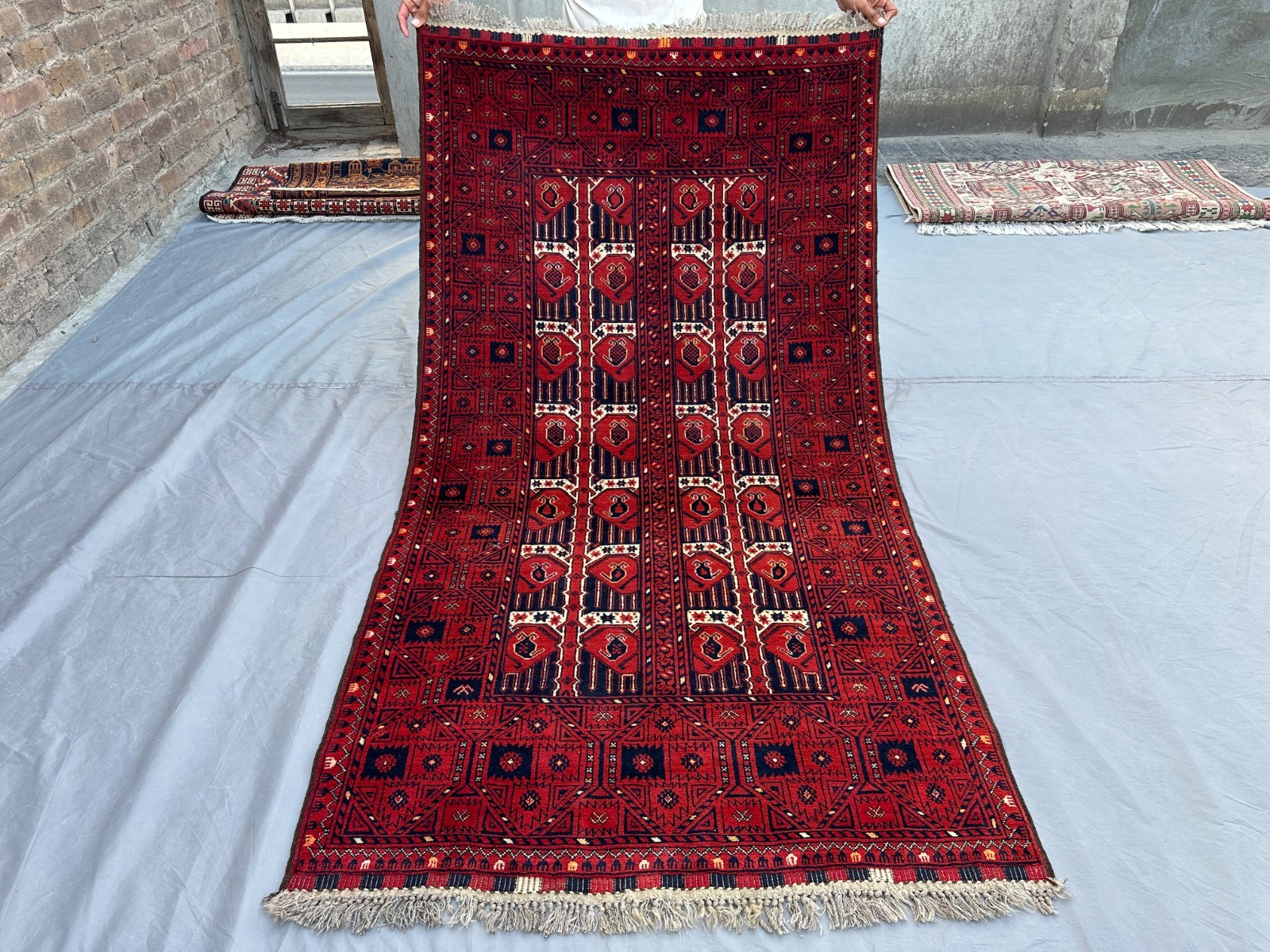 3'5" x 6'6" Vintage Afghan Turkoman Ersari Hand-Knotted Wool Rug Soft Pile Rug gallery
