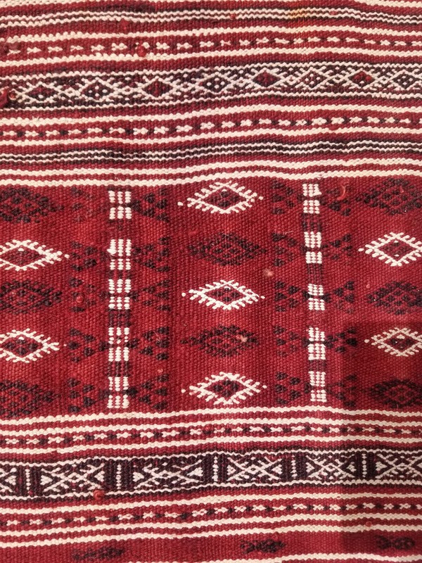 Vintage Traditional Handmade Tunisian Bakhnoug Wool Multi Kilim Rug 8.3x3.6ft gallery