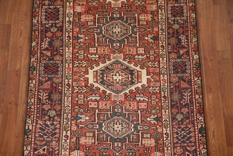 Vegetable Dye Geometric 9 ft Runner Rug Wool Hand-knotted Tribal Carpet 4x9 gallery
