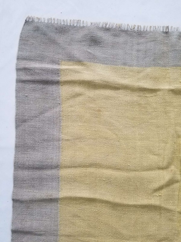 Vintage Handmade Traditional Yellow Grey Kilim Floor Rug Carpet 157x117cm gallery