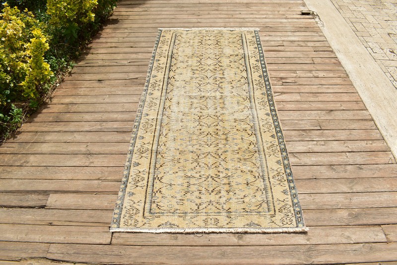 Turkish Rug 36''x78'' Oushak Tribal Rug Runner Vintage Hallway Yellow 3x6 Rug gallery