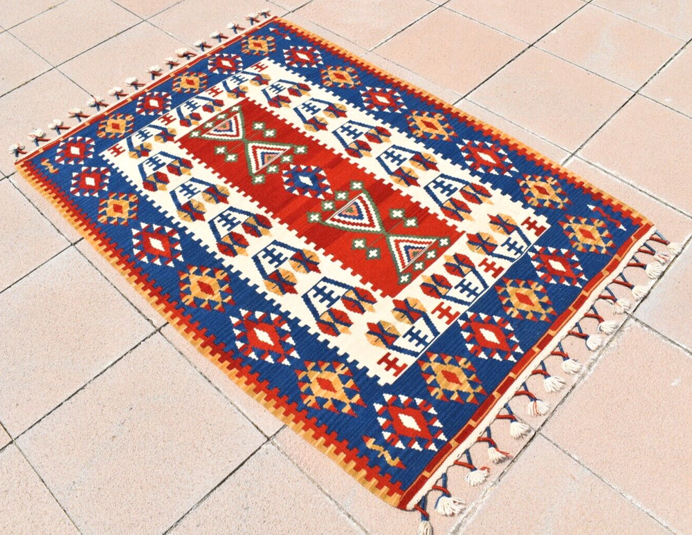 Turkish Rug 44'' x 61'' Anatolian Konia Rug Organic Wool Rug Home Decor Area Rug