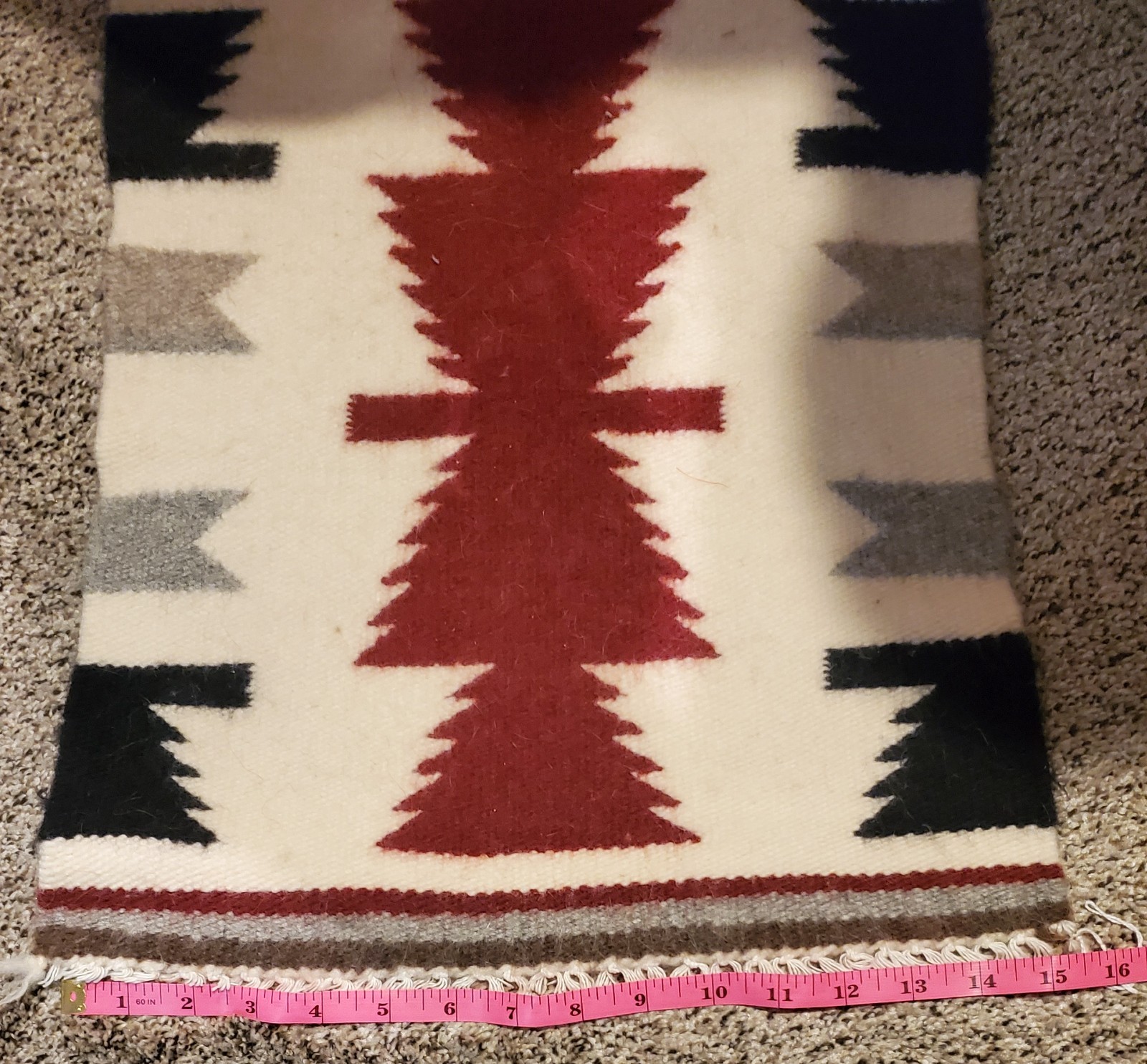 Vintage Handwoven Navajo Wool Rug Saddle Blanket Storm Pattern 35x15 gallery