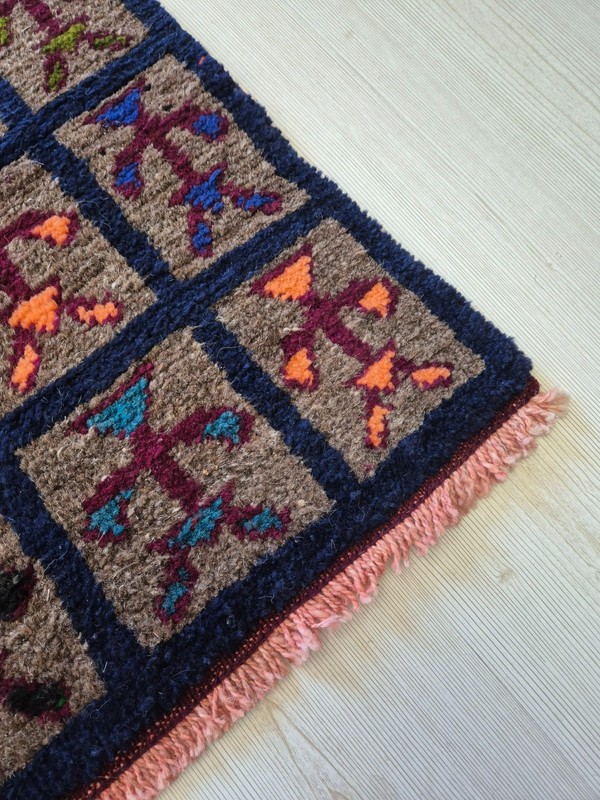 Vintage Konya Karapinar Tulu Rug 34"x44" Colorful Anatolian Shaggy Tribal Carpet gallery