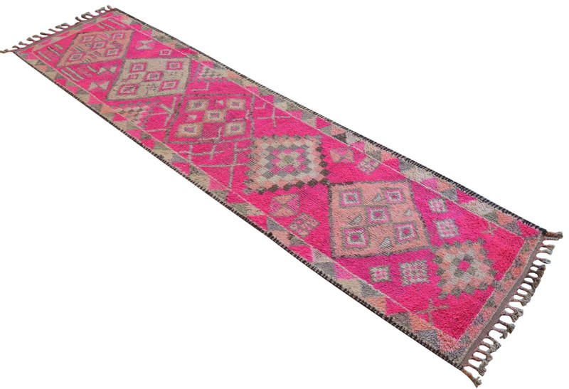 Turkish Runner Rug, HandMade Rug, PINK Hallway Rug, Kitchen Runner 3 x 12 ft gallery