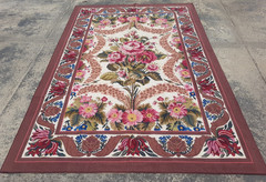 Vintage Handmade French Moldovan Floral Wool Rug 268×177 cm