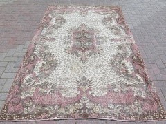 Vintage Anatolia Carpet, Distressed Wool Rug, Handmade Large Floor Rugs 69″x111″