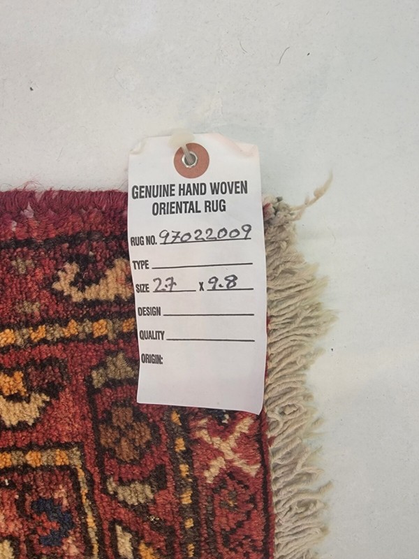 Antique Oriental Hand-Knotted Wool Runner Mahal Ivory/Red/Blue 2'7" x 9'8" gallery