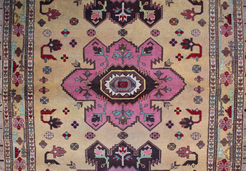 Caucasian Rug 4x6 Size Hand-knotted Vintage Primitive Yellow Carpet 126x188cm gallery