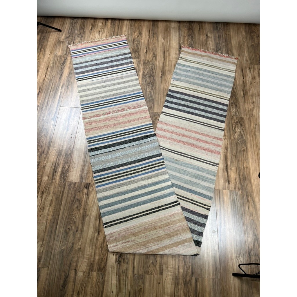 Vintage Turkish Flatwoven Rag Rug Runner in Soft Pastels – 1’10 x 13’4 gallery