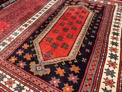 COLLECTRS’ ITEM Antique Tribal Natural Vegetable Dye Star Kazak Carpet