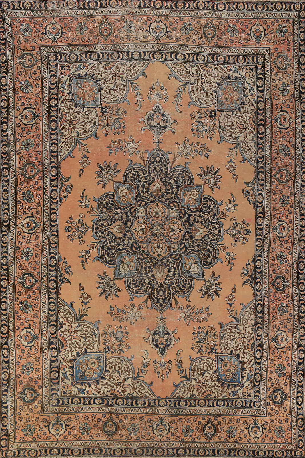 Traditional Vintage Muted Rust Handmade Wool Geometric Tebriz Area Rug 8x11 gallery