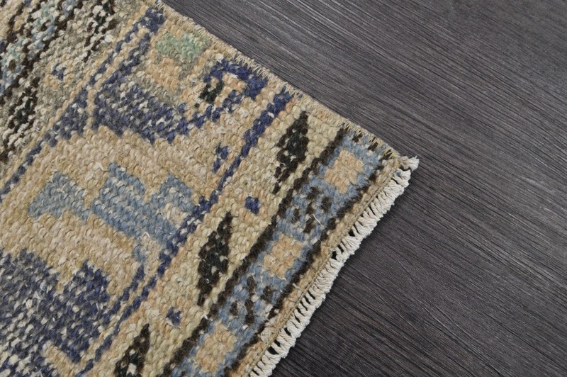Vintage Turkish Runner Rug 2x10ft BEIGE Handmade Anatolian Oushak Hallway Wool gallery