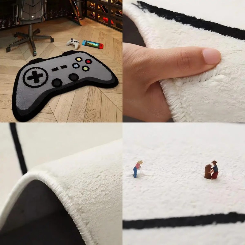 Retro Console Carpet, Geometric Game Controller Rug, Non-Slip Floor Room Mat gallery