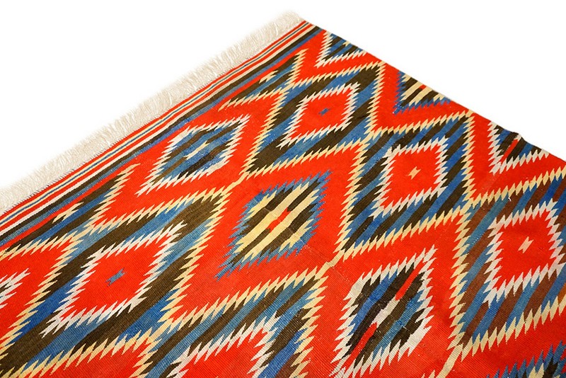 3'x4' Antique Rustic Red Color Allover Geometric Native American Navajo Flat gallery