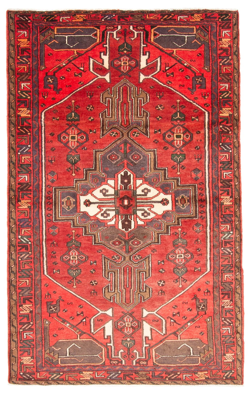 Vintage Red Traditional 4'3" x 6'11" Hand-Knotted Oriental Wool Area Rug gallery