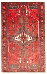Vintage Red Traditional 4’3″ x 6’11” Hand-Knotted Oriental Wool Area Rug