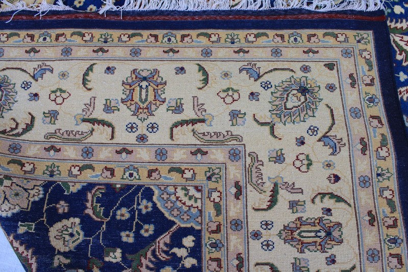 8x12 ft Blue Floral Afghan Rug: Hand-Knotted Wool Turkmen Rug gallery