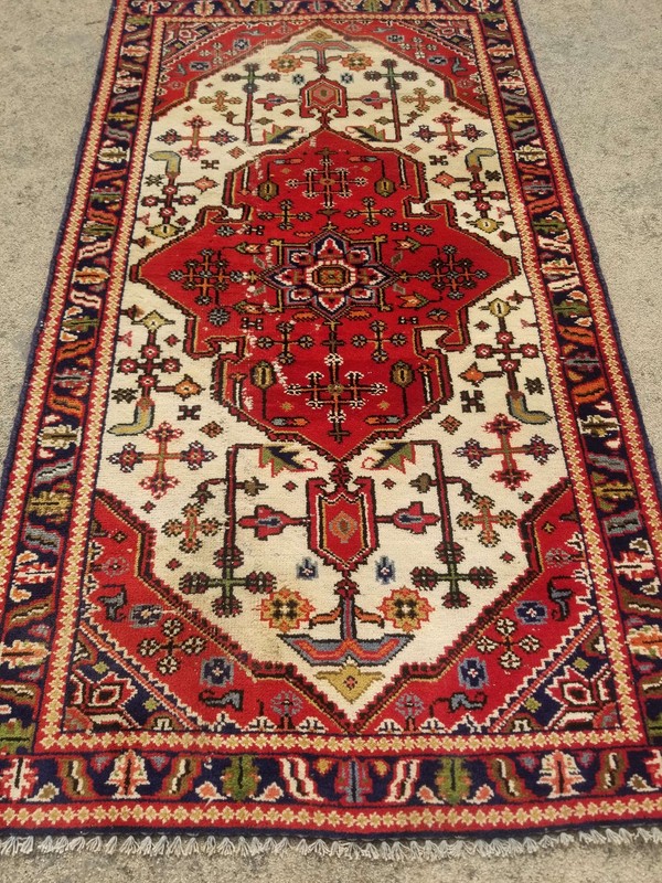 Vintage Hand Made Traditional Oriental Wool Multicolor Carpet Rug 132x73cm gallery