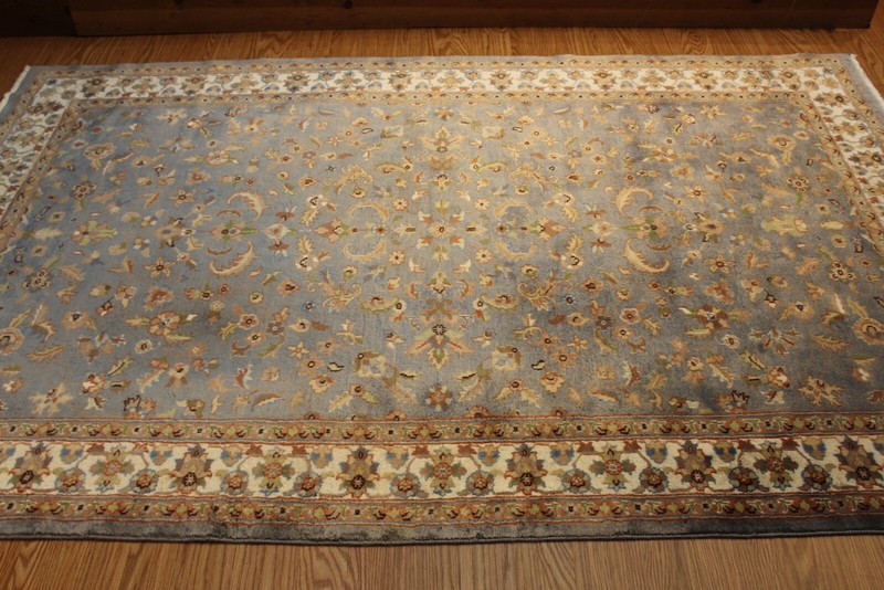 8' X 5' HANDMADE WOOL RUG, BLUE COLOR TRADITIONAL FLORAL DESIGN 5x8 ft Knotted gallery