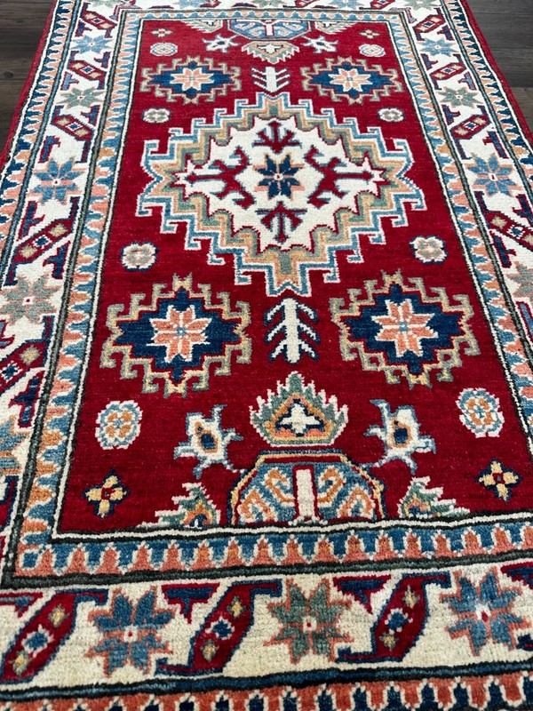 Bright & Colorful Fine Quality New Handmade Afghan Kazakh Accent Rug, 3'x4' gallery
