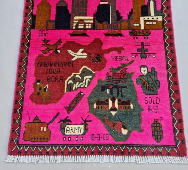 A Beautifully Handmade Afghan war Rug Rare Design Great Quality 123X 80 Cm gallery