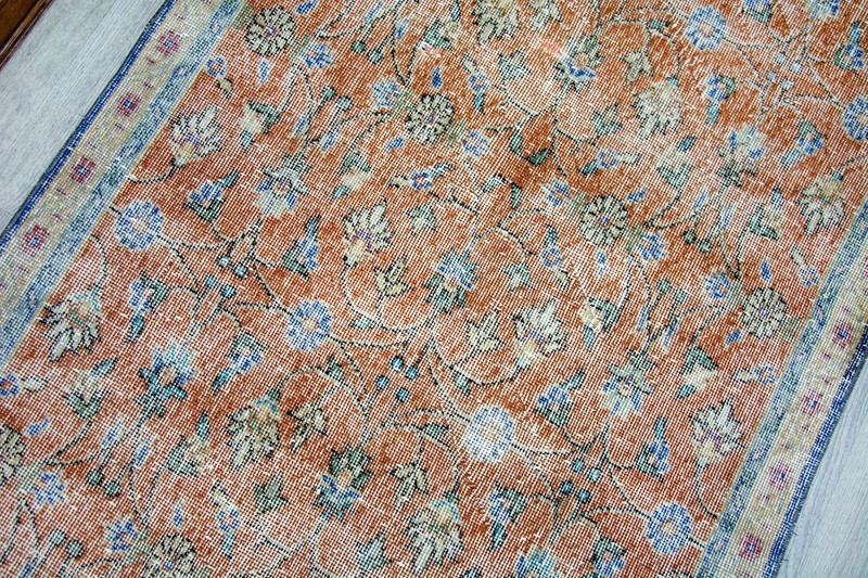 Minimalist Vintage Turkish Rug 3.6x6.3 ftRed Oriental Distressed Floral Wool Rug gallery