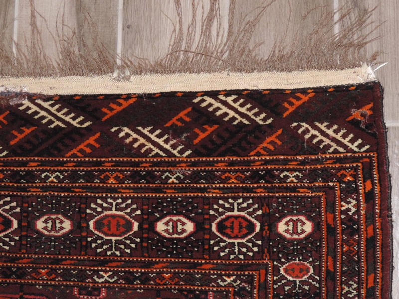 3x6ft. Antique Handmade Tekke Bokharra Wool Rug gallery