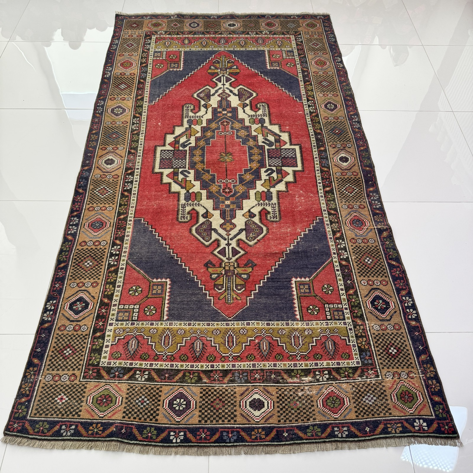 4x8 Turkish Oushak Rug, Vintage Handmade Wool Oriental Area Carpet gallery