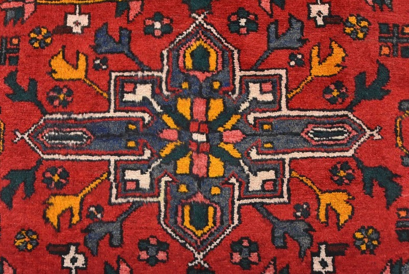 Vintage Tribal Runner 3’7” x 10’5” Red Wool Geometric Hand-Knotted Oriental Rug gallery