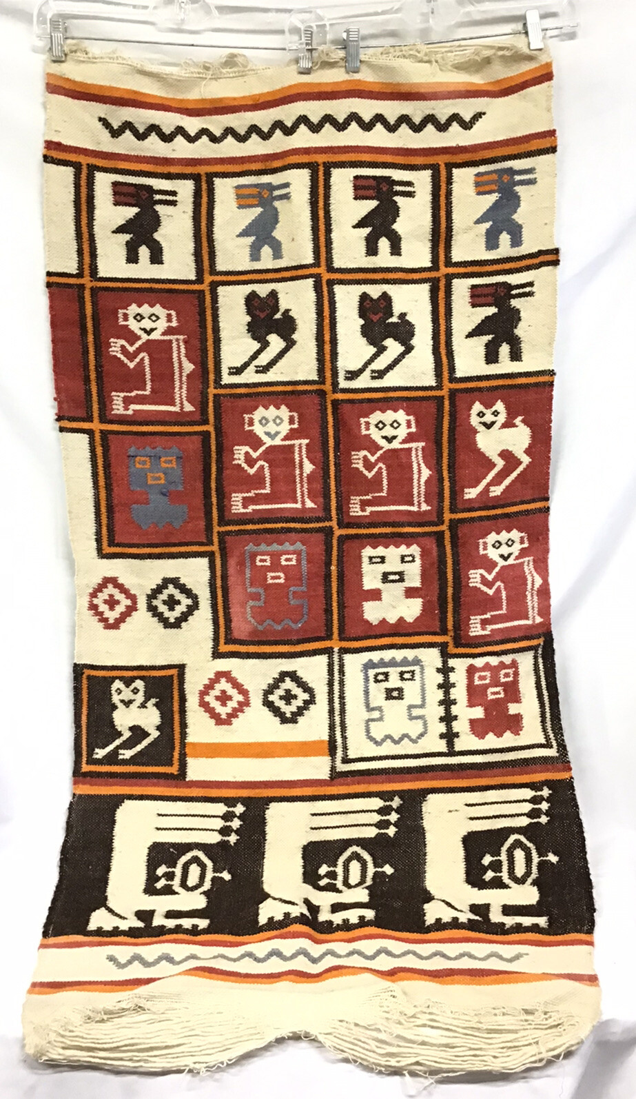 Antique Handwoven Wall Art Rug Tapestry Guatemalan Centeral America Aztec 1930's gallery