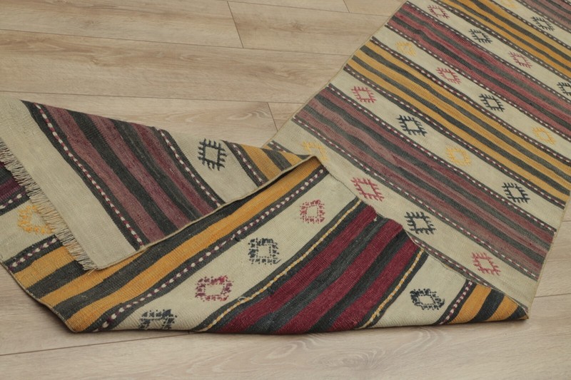 Cappadocia Ethnic Kilim Runner Rug Tribal Hand Knotted Striped Carpet 2x11ft gallery