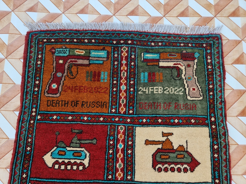 Afghan Hand made war Rug knotted Baluchi Wool With Beautiful war Design rug gallery