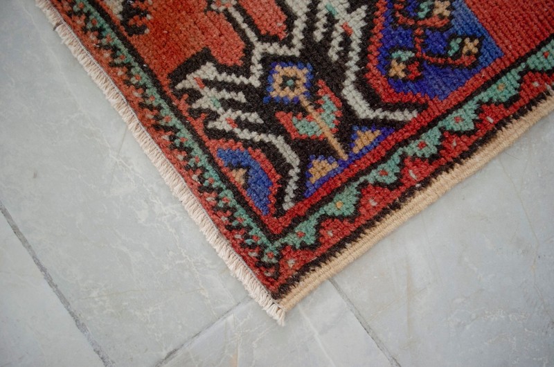Vintage Oushak Rug Small Turkish Door Mat Hand-Knotted Wool Entryway Rug 19"x35" gallery