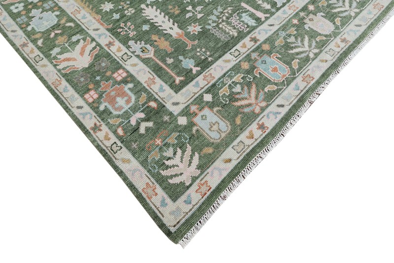 9x12 ft Green/Multi Hand made Oushak Living Area Rugs, Oriental Floor Carpet gallery