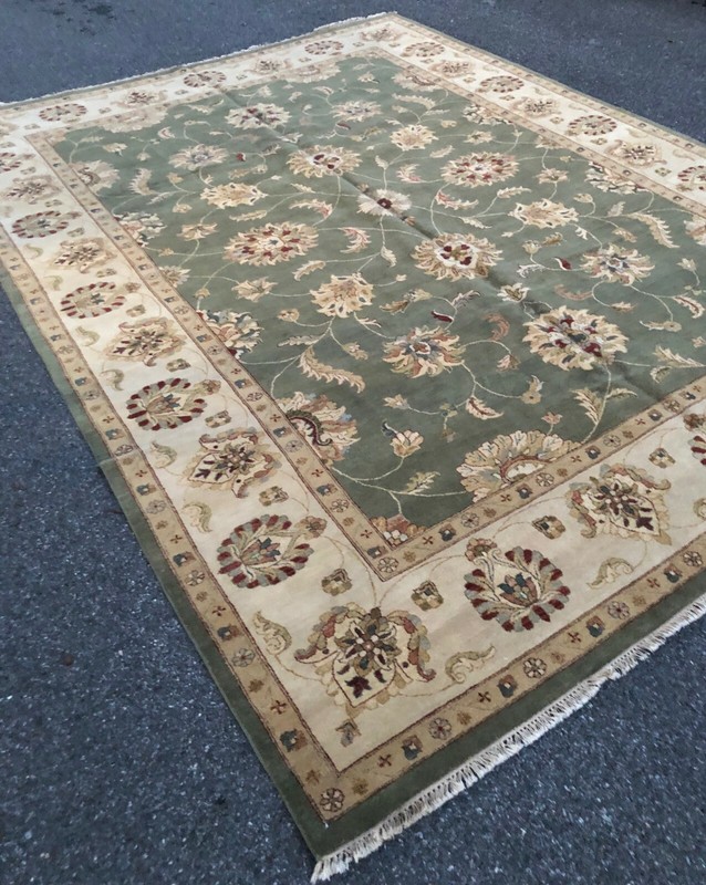 Handmade In India Chobi Design Green Area Rug 10'x14' Floral Pattern 100% Wool gallery