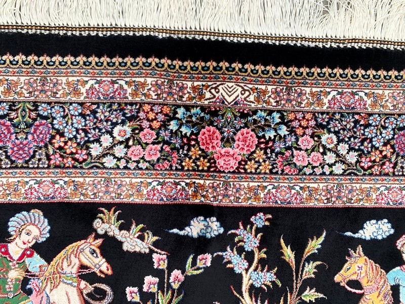 New Pictorial Rug Hi Qaulity Power Loomed Hunting Design Silk Carpet 4x6 ft gallery
