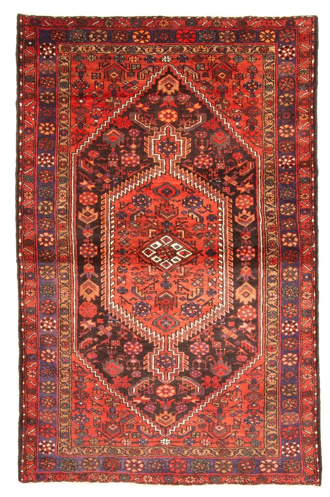 Vintage Hand-Knotted Area Rug 4'6" x 7'1" Traditional Oriental Wool Carpet