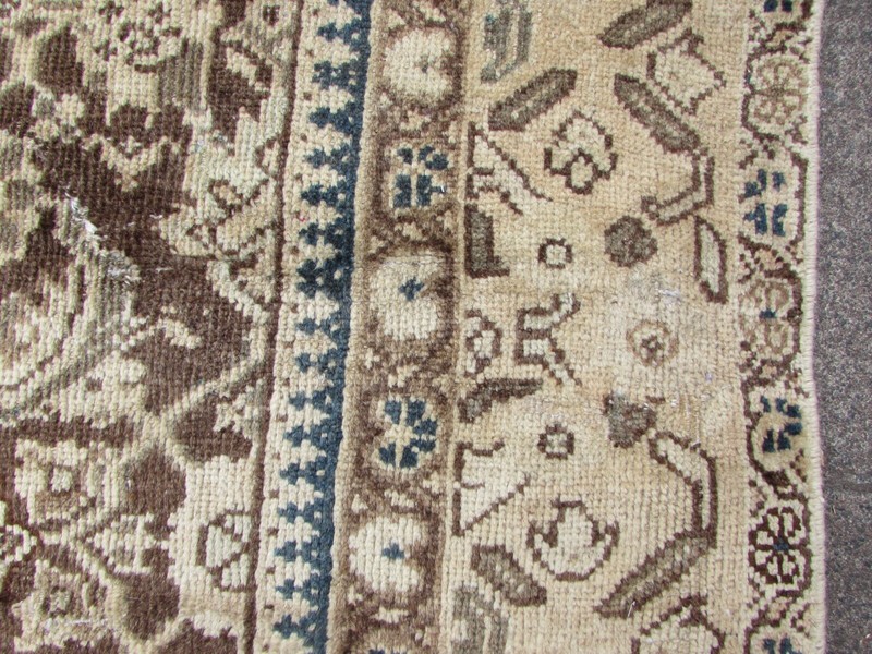 Vintage Worn Hand Made Traditional Oriental Wool Faded Brown Carpet 325x223cm gallery
