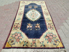 Turkish Blue Carpet, Bedroom Wool Rug, Handmade Sivas Carpet Teppich 35″x74″