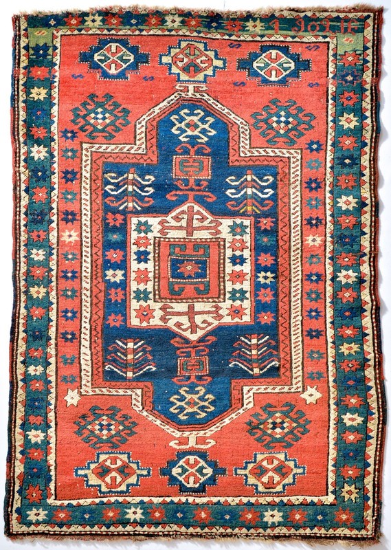 WORLD CLASS ANTIQUE INSCRIBED DATED CAUCASIAN ARMENIAN SEVAN KAZAK CARPET RUG gallery
