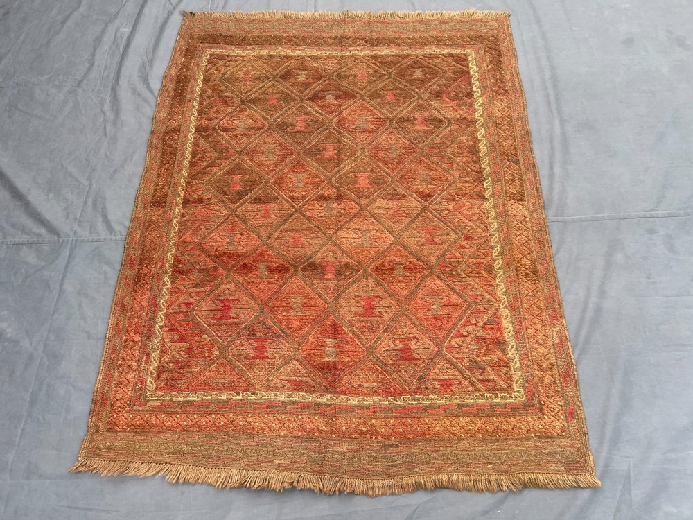 Rust Terracotta Faded Turkish Rug 4'6x5'8 Vintage Tribal Boho Area Rug