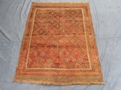 Rust Terracotta Faded Turkish Rug 4’6×5’8 Vintage Tribal Boho Area Rug