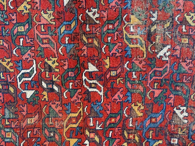 An Antique Decorative Worn Out Genuine Kurd Bidjar Rug gallery