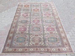 Vintage Turkish Handmade Wool Large Carpet, Floor Rug, Pink Gray Carpet 80″X115″