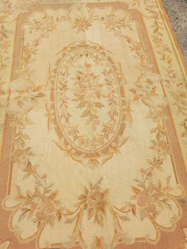 Vintage French Floral Needlepoint Handmade Multicolor Rug Wool Carpet 174x113 cm gallery